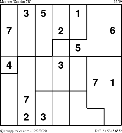 The grouppuzzles.com Medium Sudoku-7B puzzle for Wednesday December 2, 2020