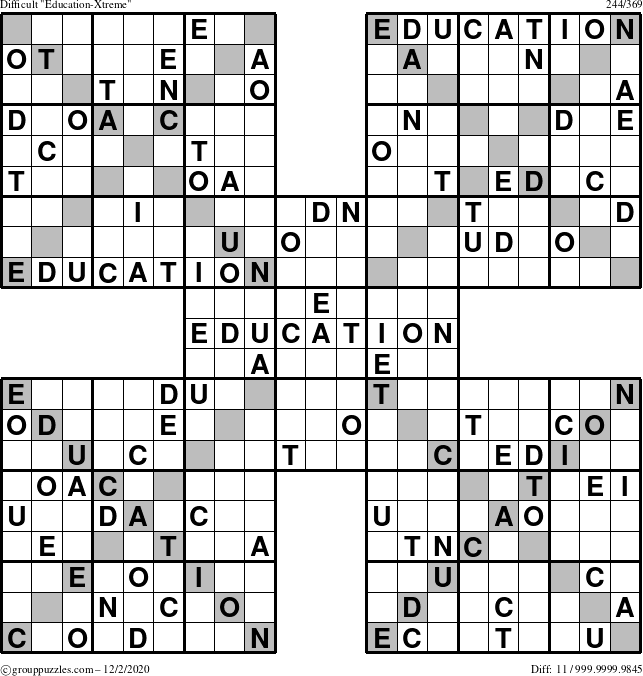 The grouppuzzles.com Difficult Education-Xtreme puzzle for Wednesday December 2, 2020