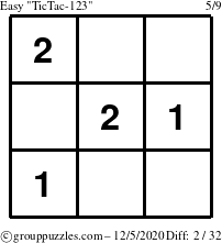 The grouppuzzles.com Easy TicTac-123 puzzle for Saturday December 5, 2020