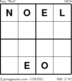 The grouppuzzles.com Easy Noel puzzle for Thursday January 28, 2021