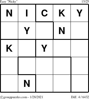 The grouppuzzles.com Easy Nicky puzzle for Thursday January 28, 2021