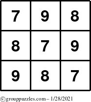 The grouppuzzles.com Answer grid for the TicTac-789 puzzle for Thursday January 28, 2021