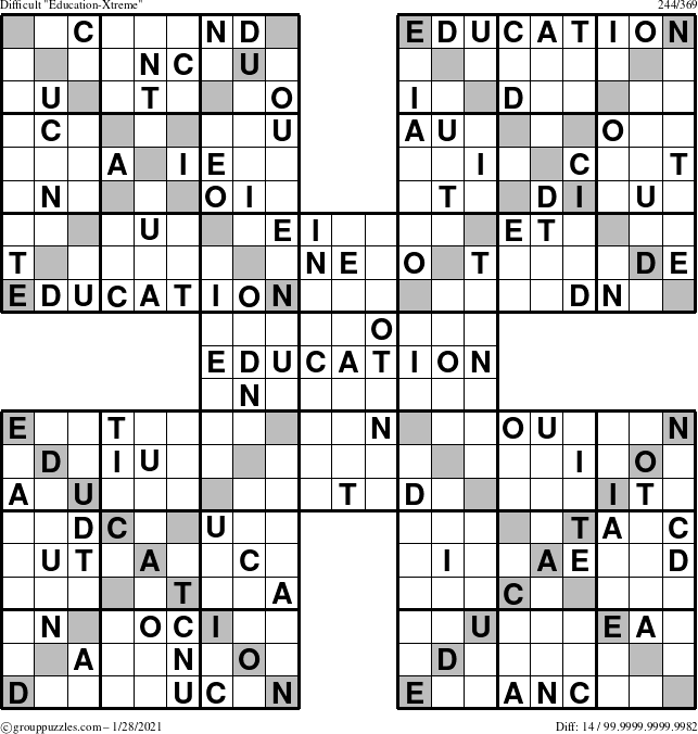 The grouppuzzles.com Difficult Education-Xtreme puzzle for Thursday January 28, 2021