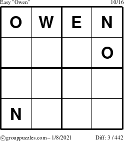 The grouppuzzles.com Easy Owen puzzle for Friday January 8, 2021