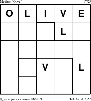 The grouppuzzles.com Medium Olive puzzle for Friday January 8, 2021