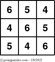 The grouppuzzles.com Answer grid for the TicTac-456 puzzle for Friday January 8, 2021