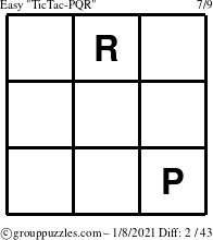 The grouppuzzles.com Easy TicTac-PQR puzzle for Friday January 8, 2021