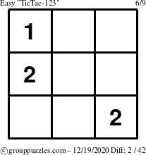 The grouppuzzles.com Easy TicTac-123 puzzle for Saturday December 19, 2020