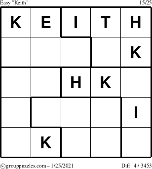 The grouppuzzles.com Easy Keith puzzle for Monday January 25, 2021