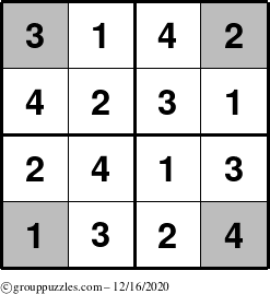 The grouppuzzles.com Answer grid for the Sudoku-4-OC puzzle for Wednesday December 16, 2020