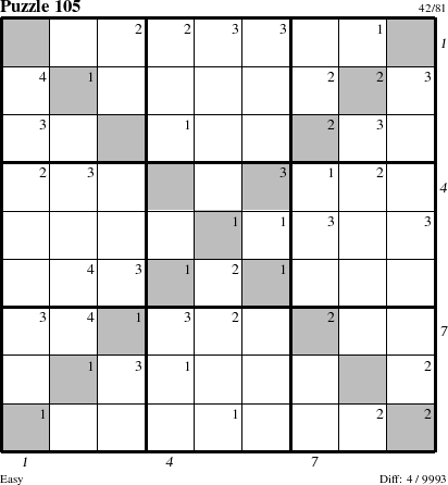 Step-by-Step Instructions for Puzzle 105 with all 4 steps marked