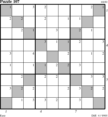 Step-by-Step Instructions for Puzzle 107 with all 4 steps marked