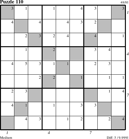 Step-by-Step Instructions for Puzzle 110 with all 5 steps marked