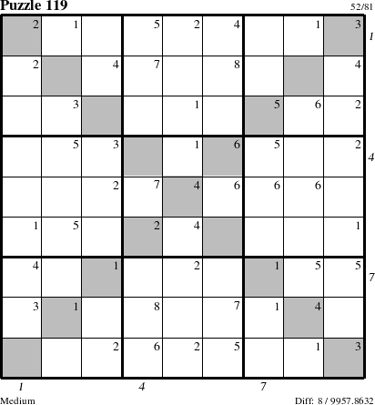 Step-by-Step Instructions for Puzzle 119 with all 8 steps marked