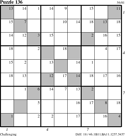 Step-by-Step Instructions for Puzzle 136 with all 18 steps marked