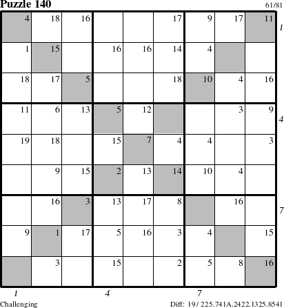 Step-by-Step Instructions for Puzzle 140 with all 19 steps marked