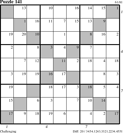 Step-by-Step Instructions for Puzzle 141 with all 20 steps marked