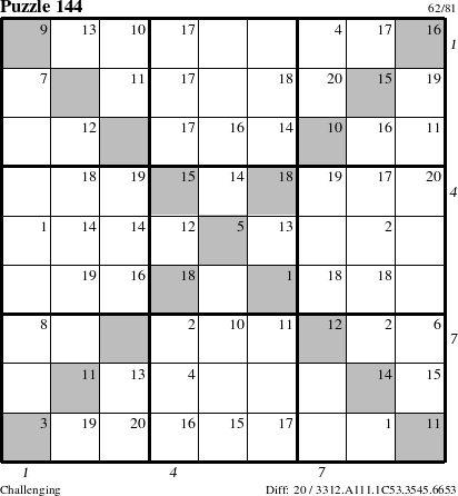 Step-by-Step Instructions for Puzzle 144 with all 20 steps marked