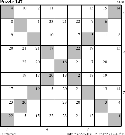 Step-by-Step Instructions for Puzzle 147 with all 23 steps marked