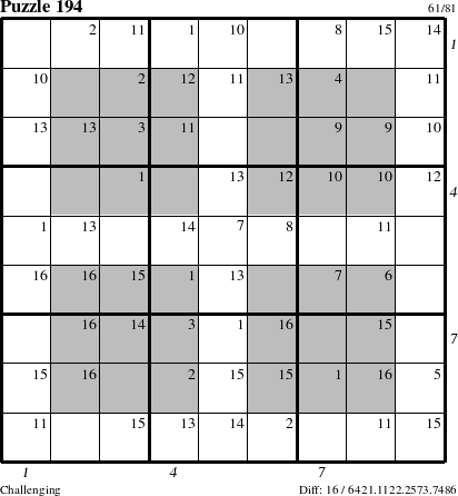 Step-by-Step Instructions for Puzzle 194 with all 16 steps marked