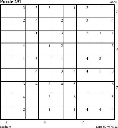 Step-by-Step Instructions for Puzzle 291 with all 6 steps marked