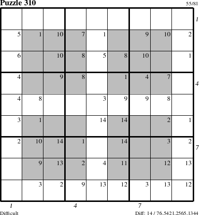 Step-by-Step Instructions for Puzzle 310 with all 14 steps marked