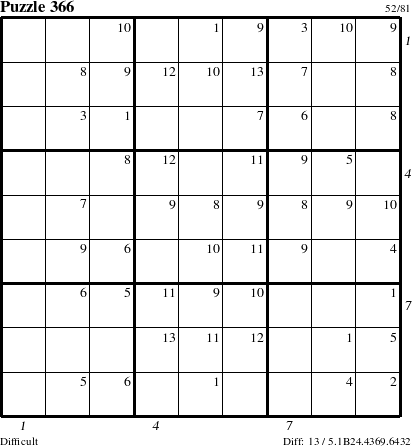 Step-by-Step Instructions for Puzzle 366 with all 13 steps marked