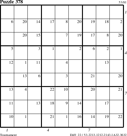 Step-by-Step Instructions for Puzzle 378 with all 22 steps marked