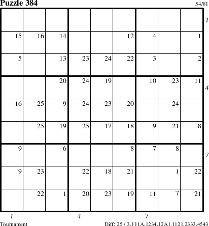 Step-by-Step Instructions for Puzzle 384 with all 25 steps marked