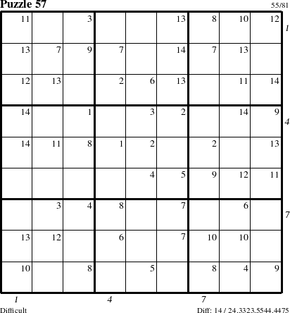 Step-by-Step Instructions for Puzzle 57 with all 14 steps marked