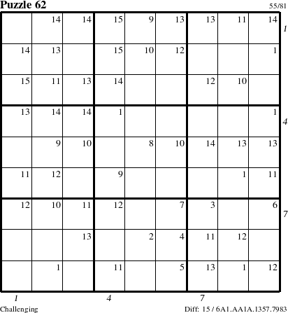 Step-by-Step Instructions for Puzzle 62 with all 15 steps marked