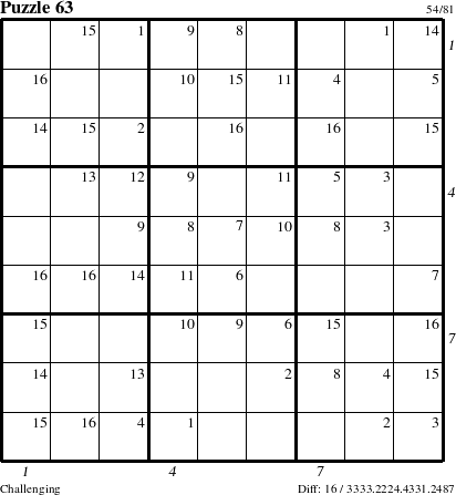 Step-by-Step Instructions for Puzzle 63 with all 16 steps marked