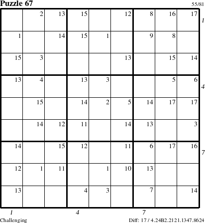 Step-by-Step Instructions for Puzzle 67 with all 17 steps marked