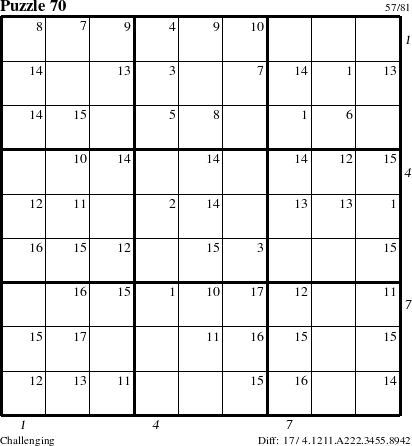 Step-by-Step Instructions for Puzzle 70 with all 17 steps marked