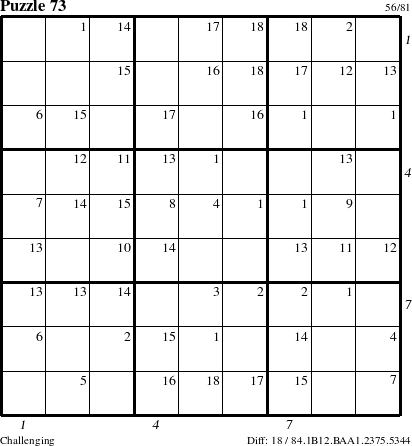 Step-by-Step Instructions for Puzzle 73 with all 18 steps marked