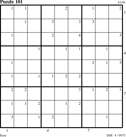 Step-by-Step Instructions for Puzzle 101 with all 4 steps marked