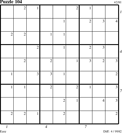 Step-by-Step Instructions for Puzzle 104 with all 4 steps marked