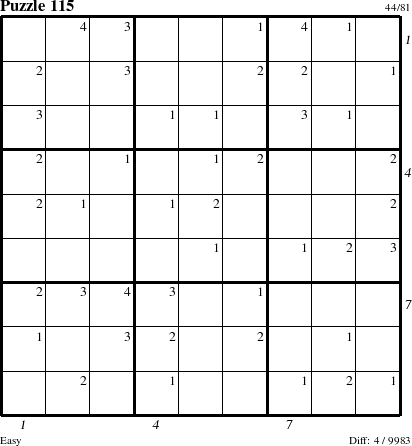 Step-by-Step Instructions for Puzzle 115 with all 4 steps marked