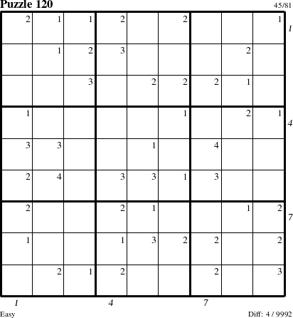 Step-by-Step Instructions for Puzzle 120 with all 4 steps marked