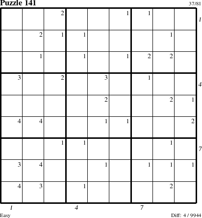 Step-by-Step Instructions for Puzzle 141 with all 4 steps marked