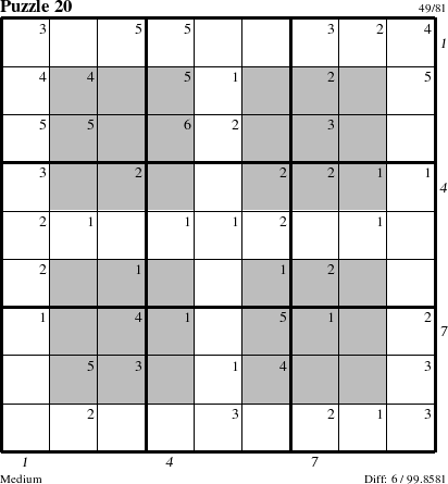 Step-by-Step Instructions for Puzzle 20 with all 6 steps marked