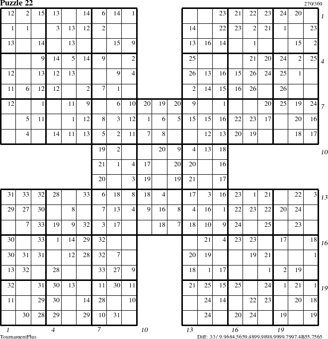 Step-by-Step Instructions for Puzzle 22 with all 33 steps marked