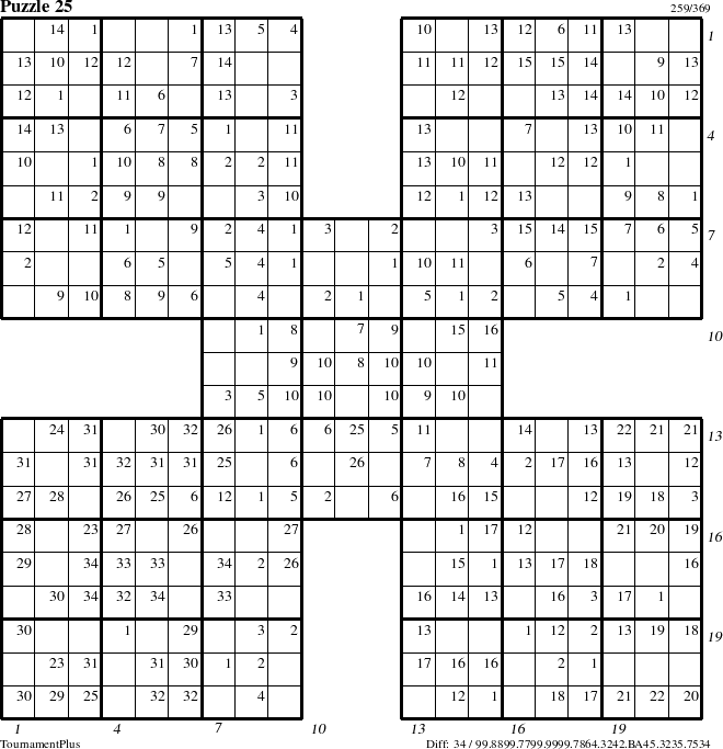 Step-by-Step Instructions for Puzzle 25 with all 34 steps marked