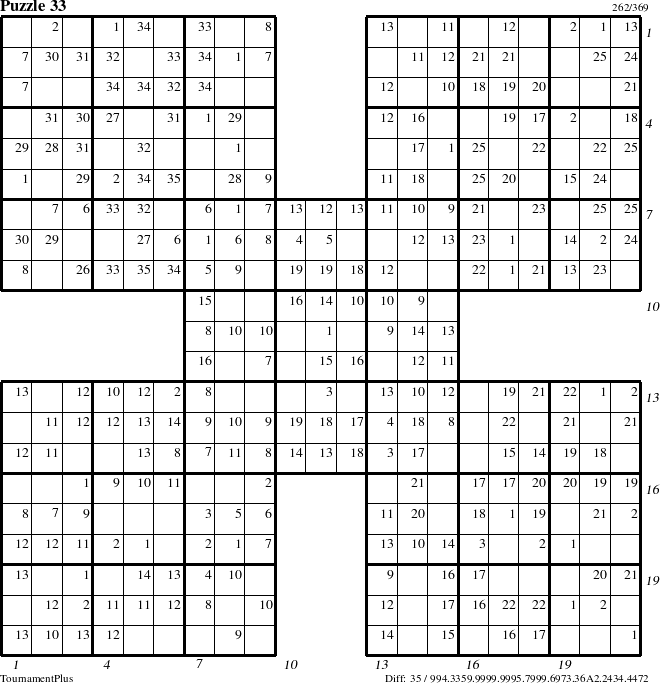 Step-by-Step Instructions for Puzzle 33 with all 35 steps marked