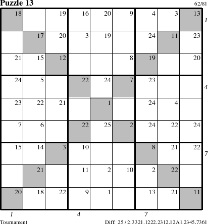 Step-by-Step Instructions for Puzzle 13 with all 25 steps marked