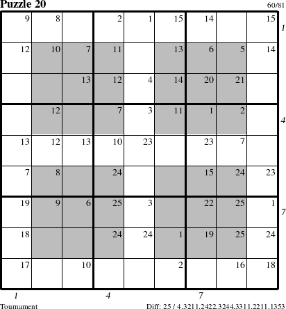 Step-by-Step Instructions for Puzzle 20 with all 25 steps marked