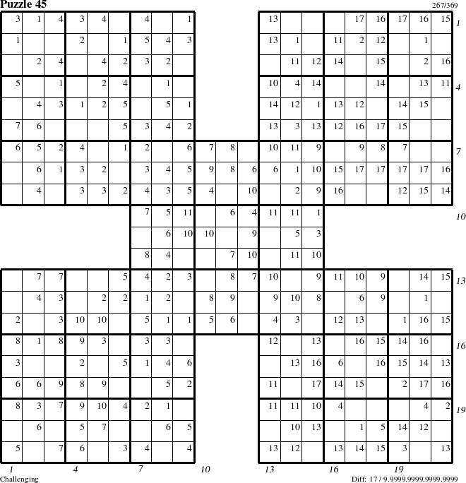 Step-by-Step Instructions for Puzzle 45 with all 17 steps marked