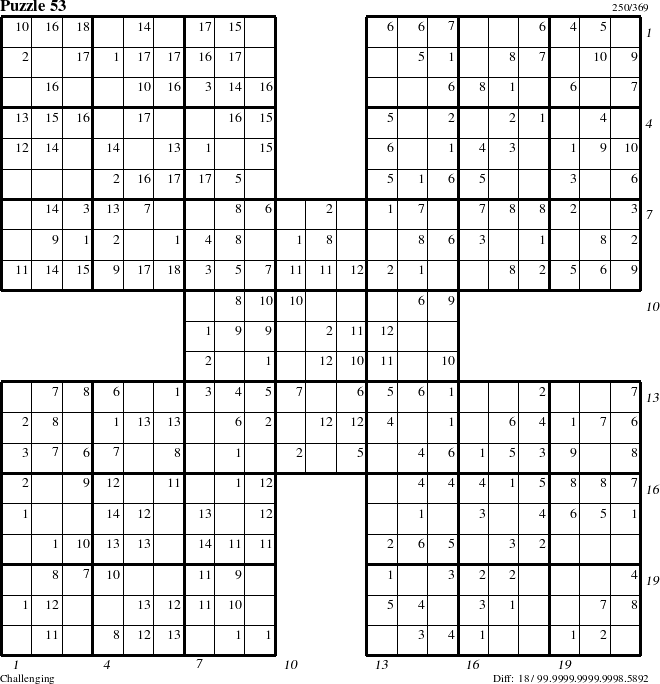 Step-by-Step Instructions for Puzzle 53 with all 18 steps marked