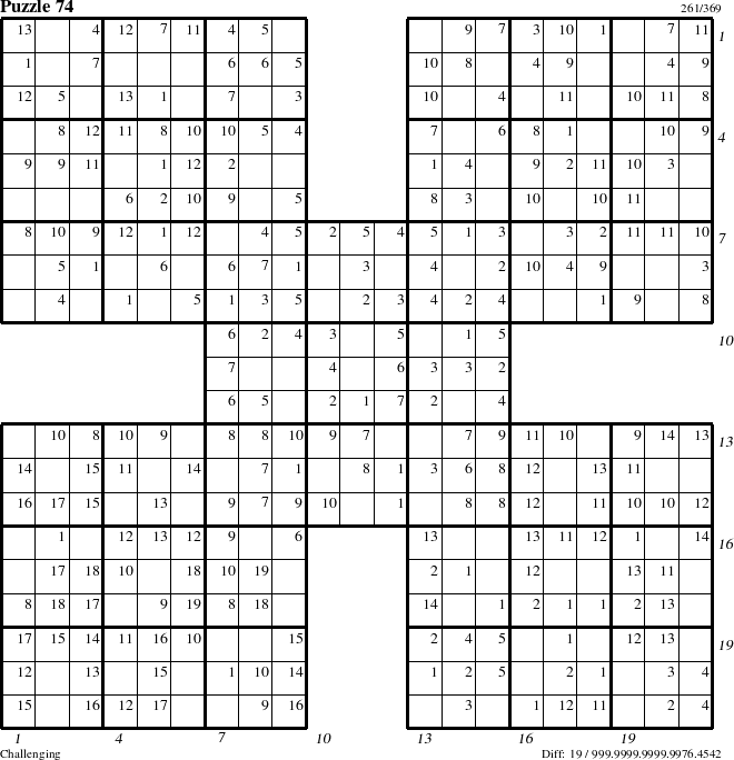 Step-by-Step Instructions for Puzzle 74 with all 19 steps marked