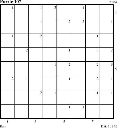 Step-by-Step Instructions for Puzzle 107 with all 3 steps marked